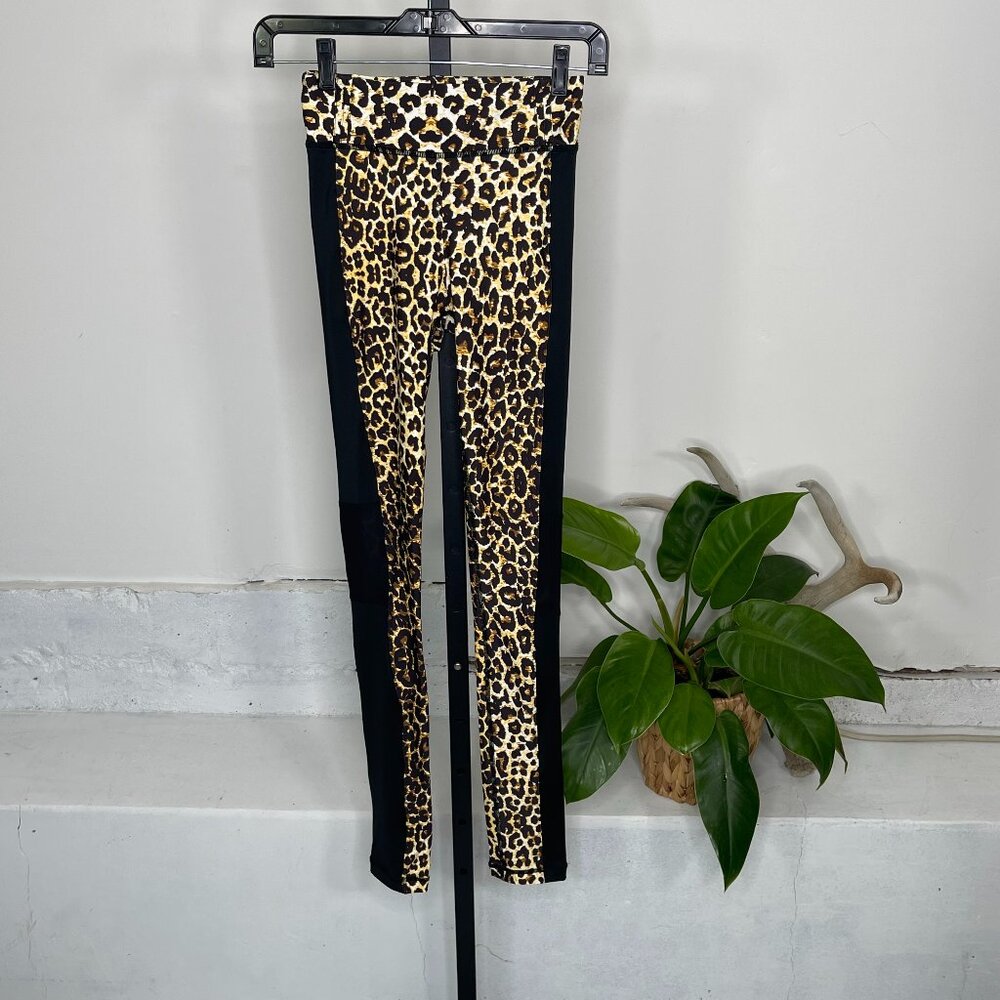 The Upside Yoga Leggings Pants XXS Black Leopard Side Panels High Elastic Waist